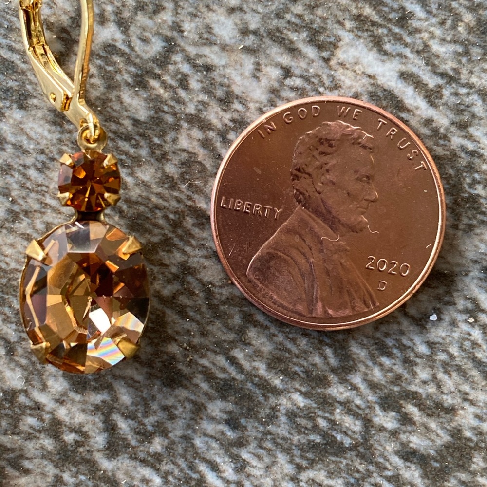 Smoky topaz Swarovski drop earrings - Picture 4 of 4